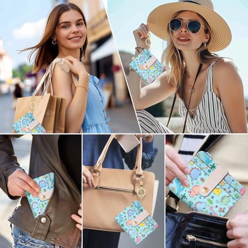 Jogjam Cute Dinosaur Rfid Girls Girly Teen Wallet, Small Slim Thin Compact Travel Credit Card Women Wallet, PU Leather Bifold Cash Zipper Coin Pocket ID Window for Female Ladies Gifts - Image 2