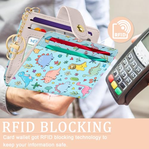 Jogjam Cute Dinosaur Rfid Girls Girly Teen Wallet, Small Slim Thin Compact Travel Credit Card Women Wallet, PU Leather Bifold Cash Zipper Coin Pocket ID Window for Female Ladies Gifts - Image 3