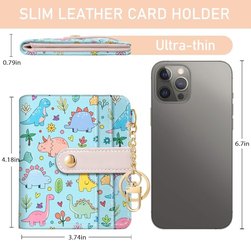 Jogjam Cute Dinosaur Rfid Girls Girly Teen Wallet, Small Slim Thin Compact Travel Credit Card Women Wallet, PU Leather Bifold Cash Zipper Coin Pocket ID Window for Female Ladies Gifts - Image 5