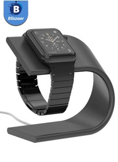 Bliszaar Smart Watch Stand, Watch Holder, Charging Station Base, U Shape New Design with a Metallic Feel, Suitable For Apple Watch Series, Black  - Image 1