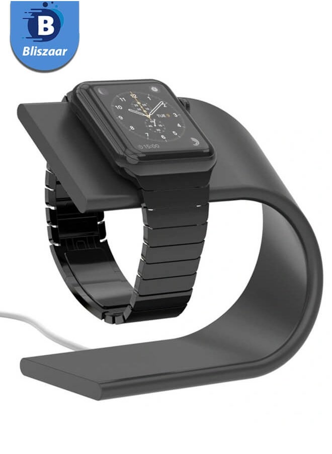 Bliszaar - Smart Watch Stand, Watch Holder, Charging Station Base, U Shape New Design with a Metallic Feel, Suitable For Apple Watch Series, Black - Image 1