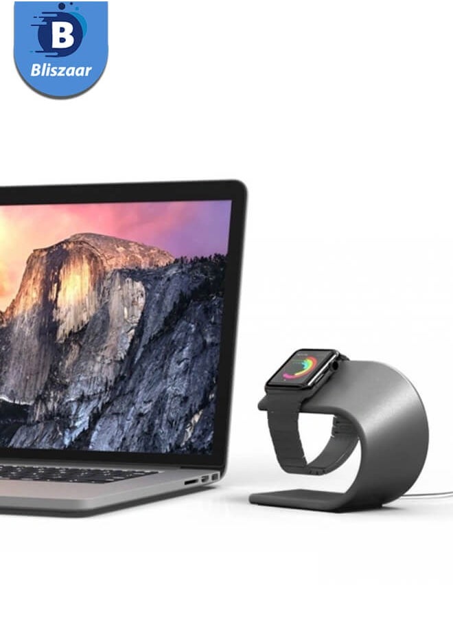 Bliszaar - Smart Watch Stand, Watch Holder, Charging Station Base, U Shape New Design with a Metallic Feel, Suitable For Apple Watch Series, Black - Image 1