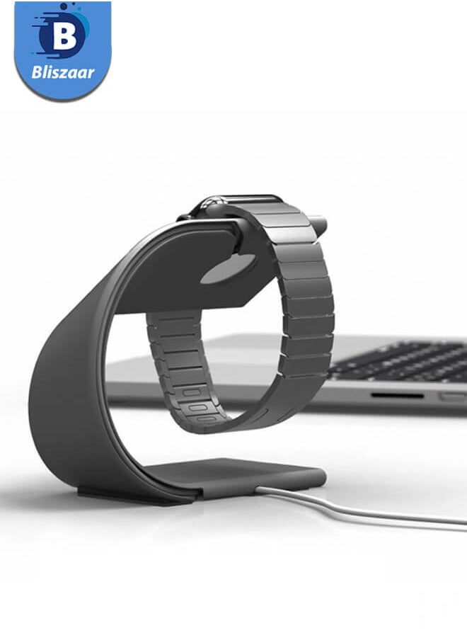 Bliszaar - Smart Watch Stand, Watch Holder, Charging Station Base, U Shape New Design with a Metallic Feel, Suitable For Apple Watch Series, Black - Image 1