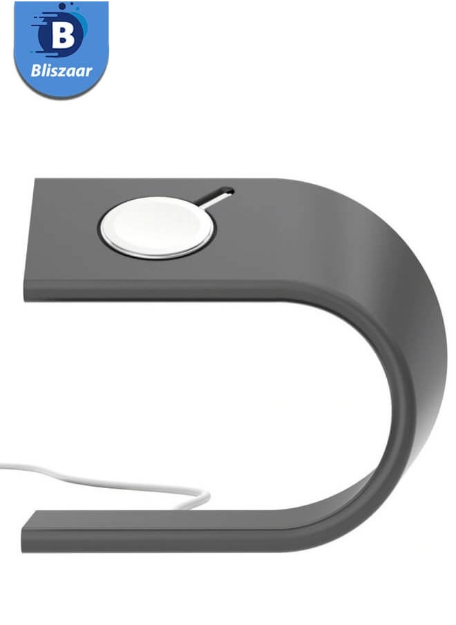 Bliszaar - Smart Watch Stand, Watch Holder, Charging Station Base, U Shape New Design with a Metallic Feel, Suitable For Apple Watch Series, Black - Image 1