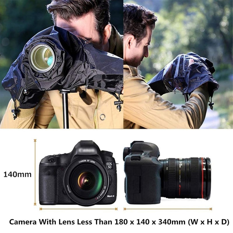 SUPERNIC DSLR Mirrorless Camera Rain Cover Sleeve Large Raincoat Dust Proof Protector for Canon EOS R5 R6 Rp Ra R 7D 6D 5D Mark IV Rebel T8i T7i T7 T6i T6s T6 T5i T5 SL3 SL2 90D 80D 77D 70D SX70 SX60 - Image 5