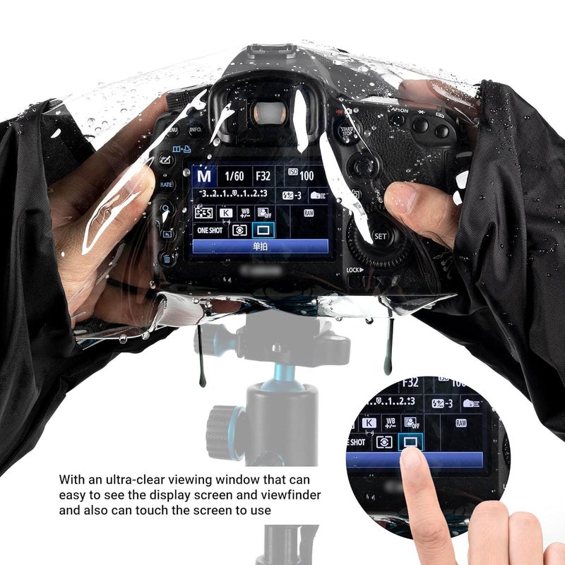 SUPERNIC DSLR Mirrorless Camera Rain Cover Sleeve Large Raincoat Dust Proof Protector for Canon EOS R5 R6 Rp Ra R 7D 6D 5D Mark IV Rebel T8i T7i T7 T6i T6s T6 T5i T5 SL3 SL2 90D 80D 77D 70D SX70 SX60 - Image 3