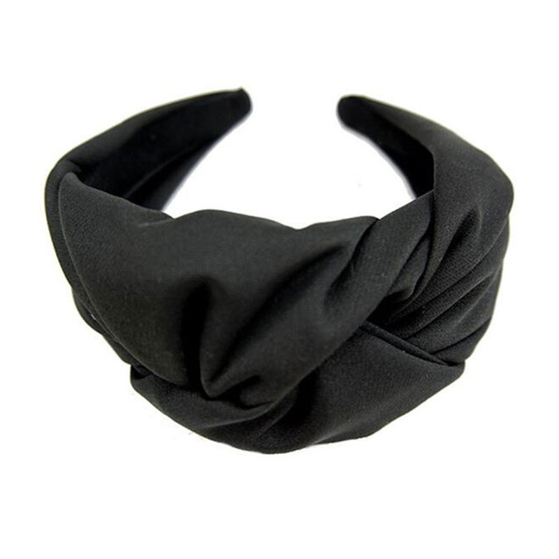 Woman Fashion Hair Delicate Hair Band Headband Cloth Wide Hair Simple Hair Accessory (Black) - Image 2