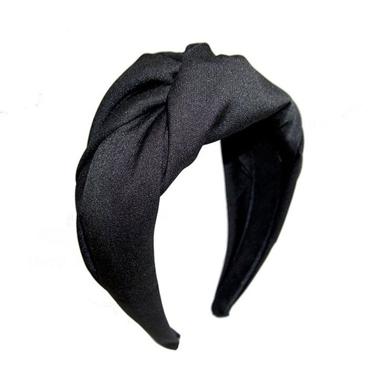Woman Fashion Hair Delicate Hair Band Headband Cloth Wide Hair Simple Hair Accessory (Black) - Image 4