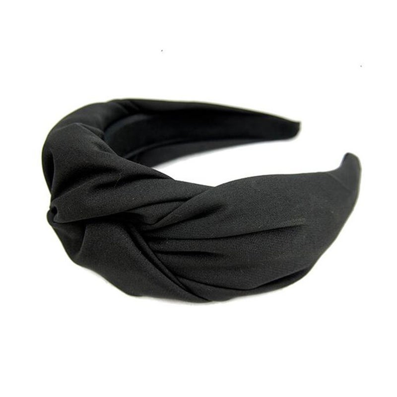 Woman Fashion Hair Delicate Hair Band Headband Cloth Wide Hair Simple Hair Accessory (Black) - Image 1