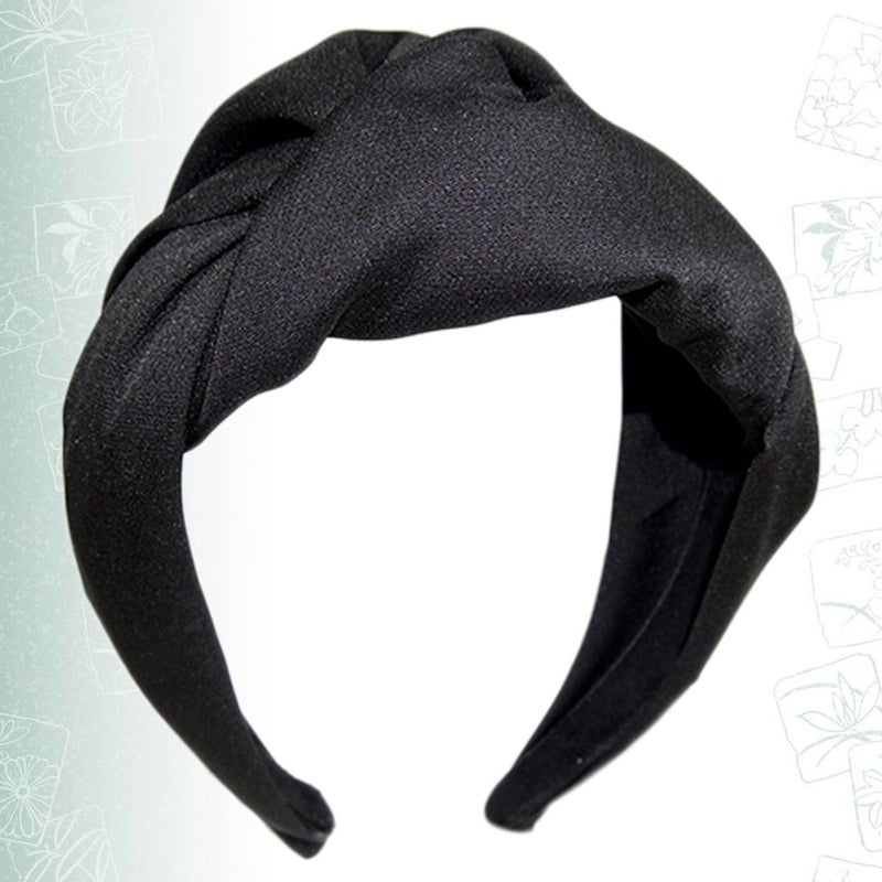 Woman Fashion Hair Delicate Hair Band Headband Cloth Wide Hair Simple Hair Accessory (Black) - Image 5