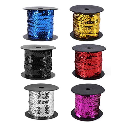 Aysekone 100 Yards 6mm Metallic Shiny Trim Sewing String Spangle Flat Round Sequins Sewing Paillette String in Roll for Wedding Craft（Gold） - Image 4