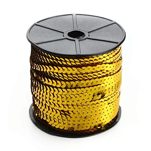 Aysekone 100 Yards 6mm Metallic Shiny Trim Sewing String Spangle Flat Round Sequins Sewing Paillette String in Roll for Wedding Craft（Gold） - Image 2