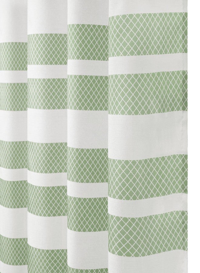 Sunlit Design Double Stripes Fabric Shower Curtain, Green Stripes Shower Curtains, Modern Style Refreshing Striped Design Bathroom Decor, 72" x 72" - Image 2