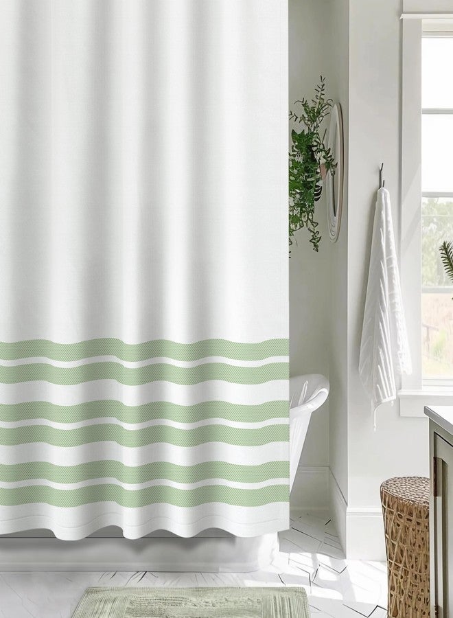 Sunlit Design Double Stripes Fabric Shower Curtain, Green Stripes Shower Curtains, Modern Style Refreshing Striped Design Bathroom Decor, 72" x 72" - Image 5