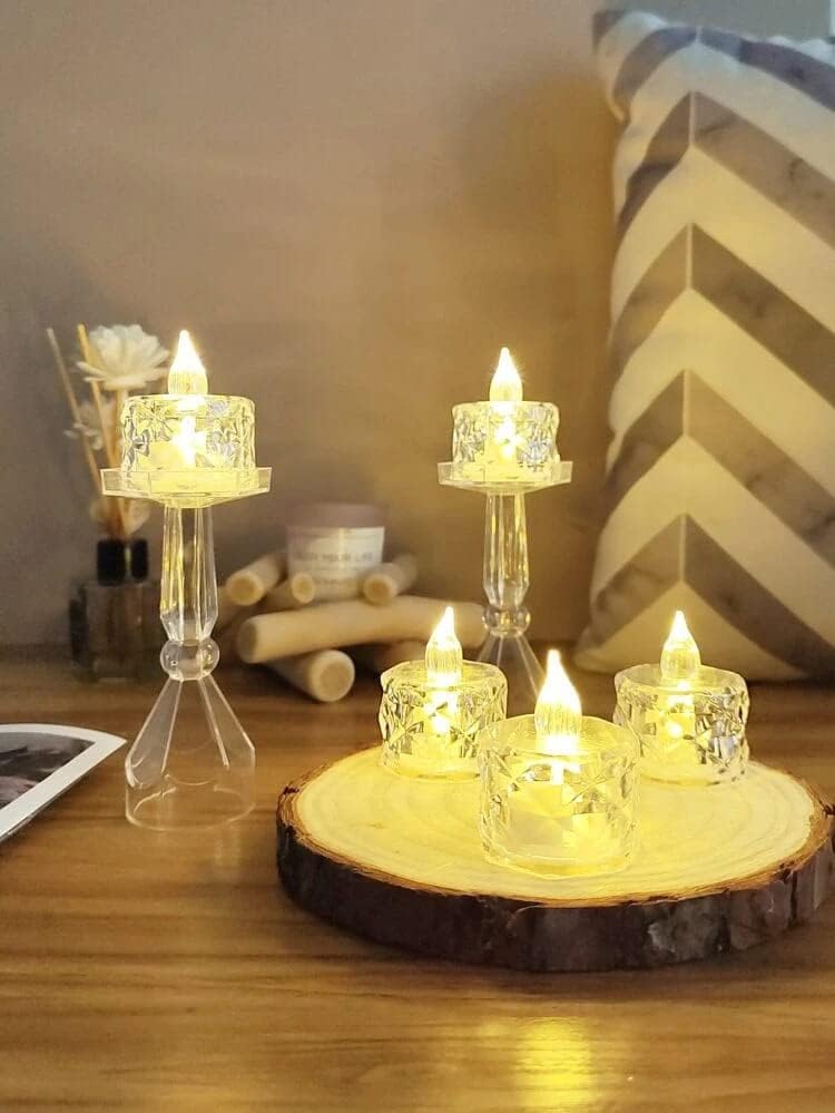 perpetual LED Candles for Home Decoration - 12 Pcs Electric Flameless & Smokeless LED Diya Lights, Crystal Candle for Home Decor, Diwali Festivals Decoration,Christmas,New Year, Festive - Image 4