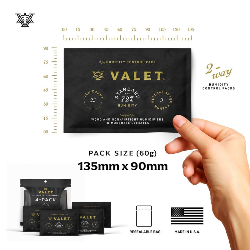 Valet 72% Two-Way Humidity Packs for Wood Containers, 12-Pack, 60g Each, Humidifier Pack Prevents Leaks and Controls Moisture with Natural Craft Paper Design - Image 3