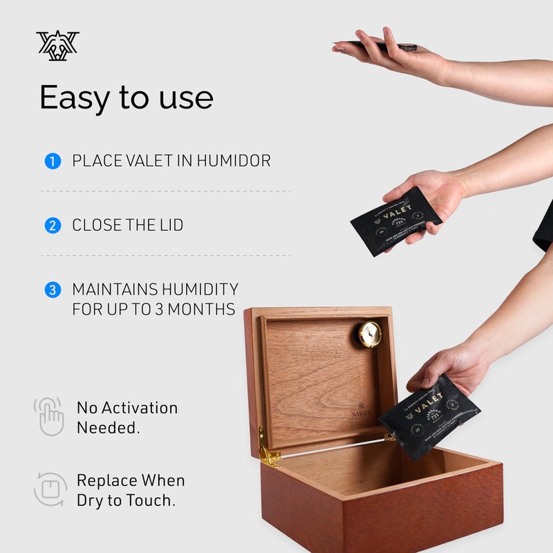Valet 72% Two-Way Humidity Packs for Wood Containers, 12-Pack, 60g Each, Humidifier Pack Prevents Leaks and Controls Moisture with Natural Craft Paper Design - Image 5