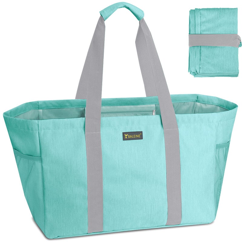 Baleine BALEINE Soft 9 Gallon Extra Large Utility Tote Foldable Reusable Storage Bag Sea Green