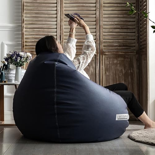 LEXAVI Brand® - Lifestyle Suits Your Home Decore |Suede Faux Leather Beanbag Combo with Footrest & Pillow (Cover Only) |Capacity: Upto 6Ft Height,120 KG Weight| Color (4XL - Navy) - Image 4