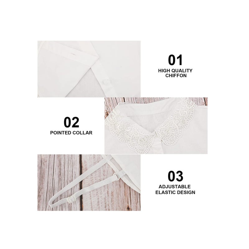 Zikra 2 Pieces Women's Fake Collar Detachable Dickey Collar Stylish Detachable Half Shirt Blouse False Collar Chiffon Fake Collar for Women & Girls Favors Black, White - Image 5