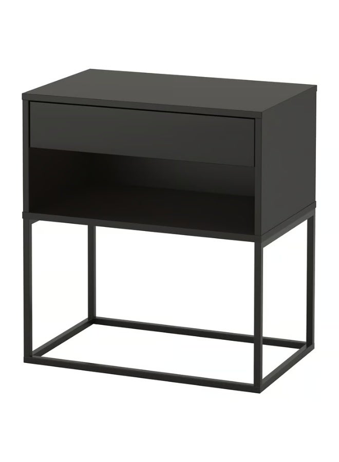 طاولة جانبية للسرير، لون أسود، 60 × 39 سم - Image 1