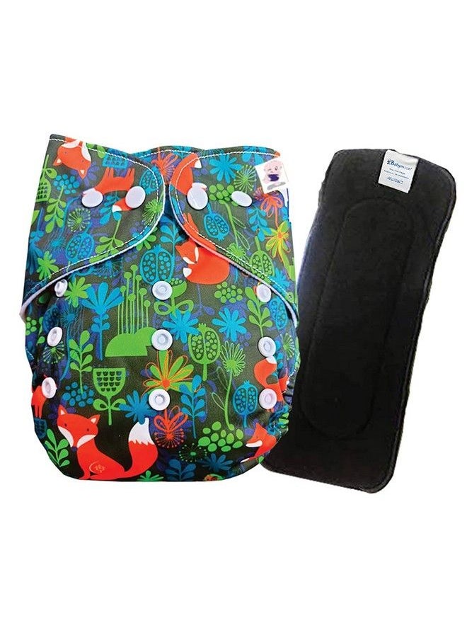BabyMoon (Set Of 2) 1 Cloth Diaper With 5Layers Charcoal Bamboo Insert) Premium Adjustable Reusable Cloth Diaper (Fox)  - Image 1