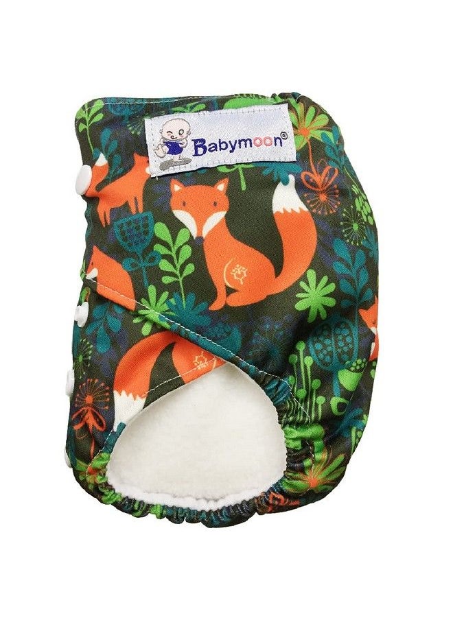 BabyMoon (Set Of 2) 1 Cloth Diaper With 5Layers Charcoal Bamboo Insert) Premium Adjustable Reusable Cloth Diaper (Fox)  - Image 4