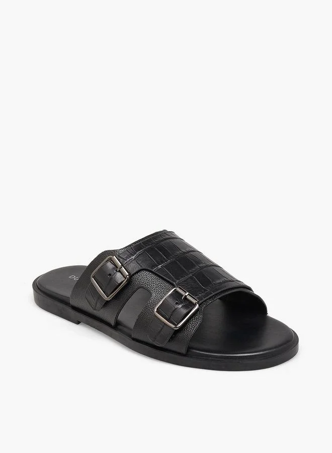 دوتشيني Men Textured Buckle Accent Sandals