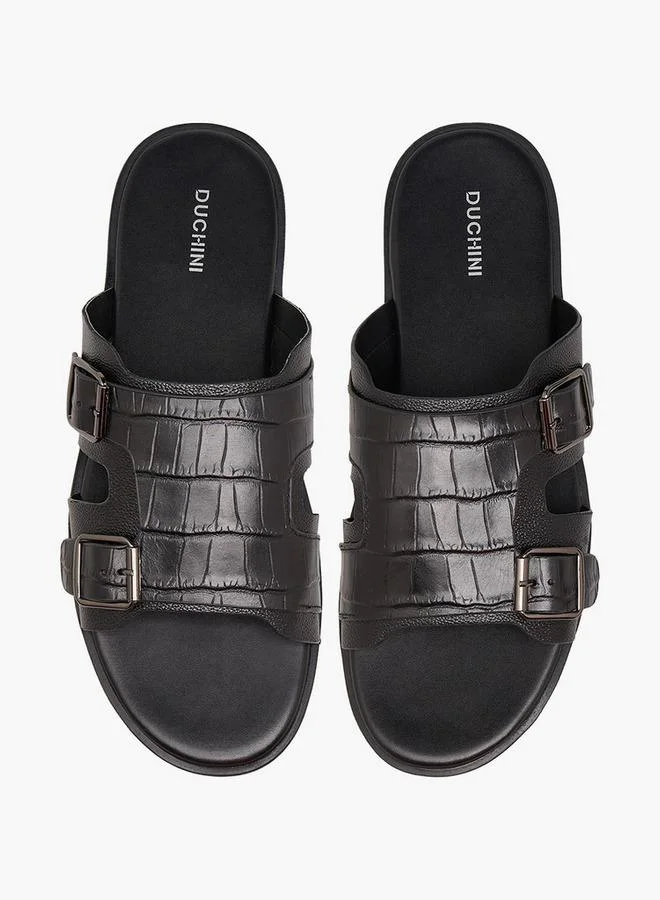 دوتشيني Men Textured Buckle Accent Sandals