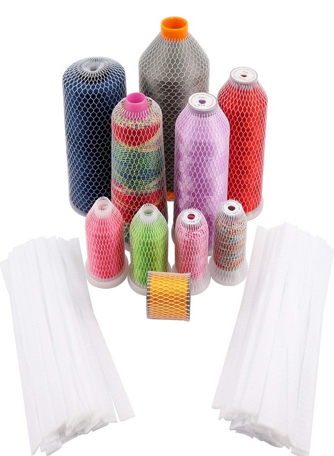 New brothread 100pcs Thread Net Spool Saver for Different Sizes of Embroidery Sewing Quilting and Serger Thread Spools/Cones - 9.8" (25cm) Long Each Piece - Image 1