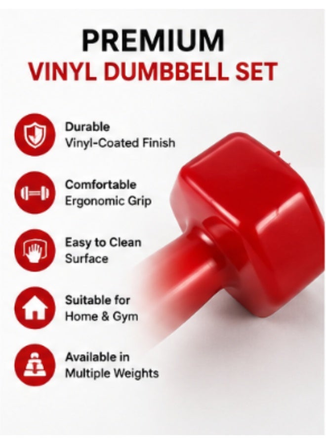 Alfalah Dumbbell Set 1KG x 2 – Non-Slip Hand Weights for Home Gym, Fitness, Aerobics & Strength Training – Red - Image 2