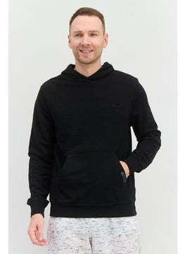 CROSSHATCH Men Hooded Embroidered Logo Long Sleeves Sweatshirt, Black  - Image 1