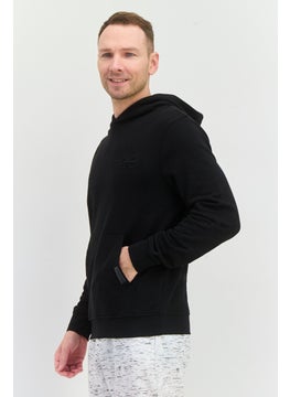 CROSSHATCH Men Hooded Embroidered Logo Long Sleeves Sweatshirt, Black  - Image 4
