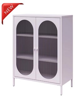 Living Glass Door Sideboard Storage Cabinet With Steel Frame 80*100 CM  - Image 1