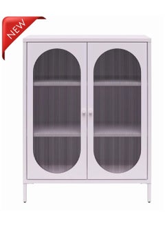 Living Glass Door Sideboard Storage Cabinet With Steel Frame 80*100 CM  - Image 2
