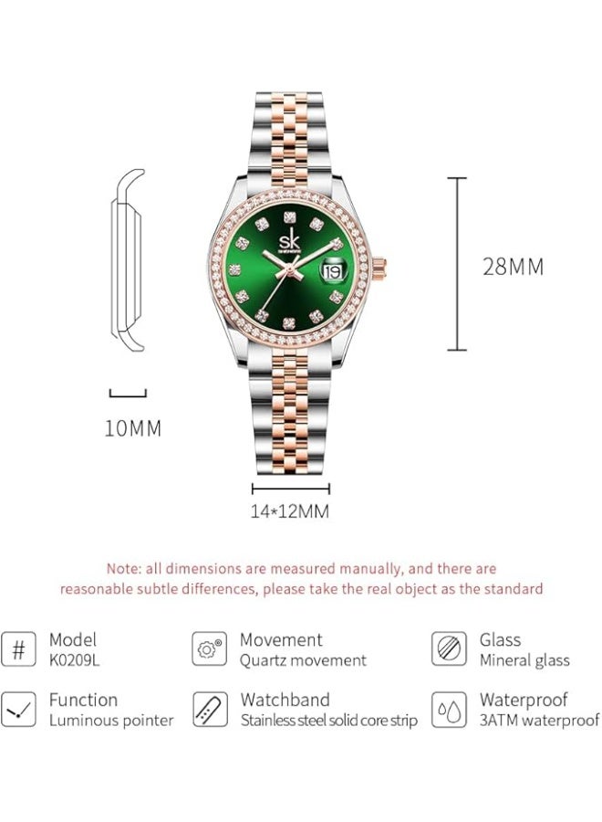 SHENGKE Women's Watch with Alloy Steel Bracelet and Crystals Quartz Watch and Calendar for Women - Image 4