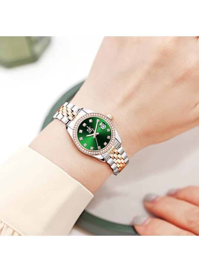 SHENGKE Women's Watch with Alloy Steel Bracelet and Crystals Quartz Watch and Calendar for Women - Image 3