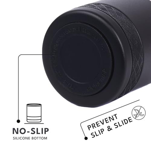 Elemental Recess Lowball Tumbler, 10oz Triple Wall Stainless Steel Cup with Non-Shattered Tritan Lid, Insulated Whiskey Glass, Insulated Coffee Tumbler Mug for Hot & Cold Drinks - Black - Image 5
