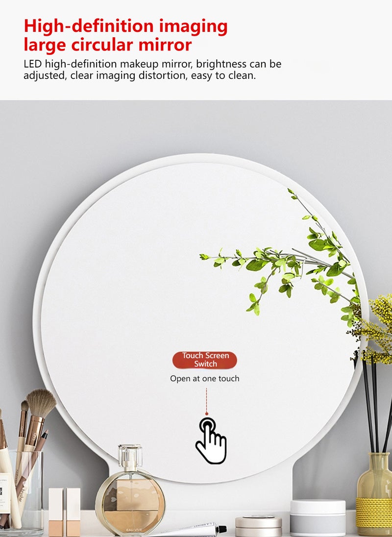 Sharpdo - LED Mirror Make up Table, Modern Minimalist Bedroom Dressing Table, Vanity Table with 7 Drawers for Storage and Partition Storage(Without Chair) - Image 1
