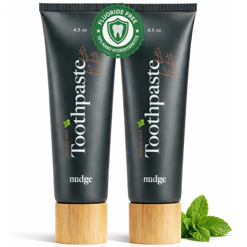 Nudge 10% Nano Hydroxyapatite Toothpaste, Enamel Friendly Advanced Clean, Fluoride Free & SLS Free, Natural Mint, 4.5 oz (Pack of 2) - Image 1
