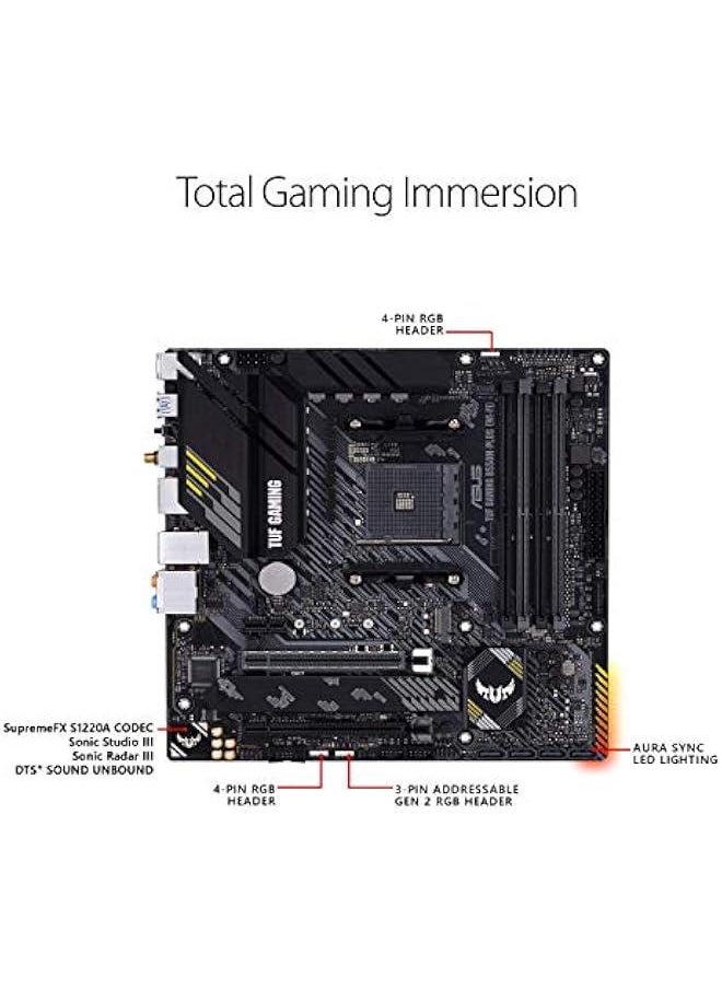 عربست بطاقة أم ATX للألعاب TUF Gaming B550-PLUS WiFi II AMD AM4 (Ryzen الجيل الثالث) (PCIe 4.0، LAN بسرعة 2.5 جيجابت، BIOS محدث، منفذ USB 3.2، تحكم رأسي للإضاءة RGB وتوافق Aura Sync)  - Image 2
