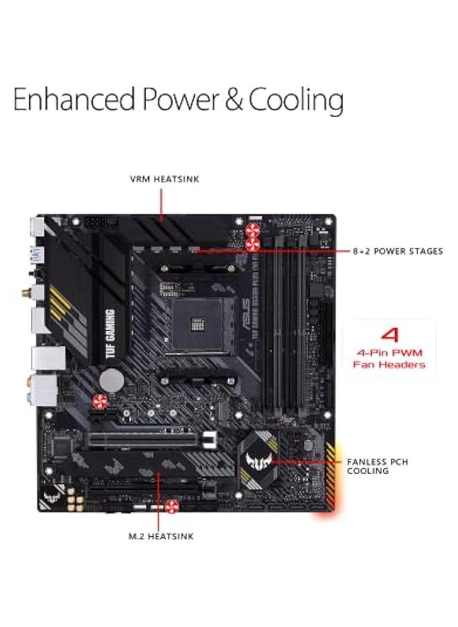 عربست بطاقة أم ATX للألعاب TUF Gaming B550-PLUS WiFi II AMD AM4 (Ryzen الجيل الثالث) (PCIe 4.0، LAN بسرعة 2.5 جيجابت، BIOS محدث، منفذ USB 3.2، تحكم رأسي للإضاءة RGB وتوافق Aura Sync)  - Image 3