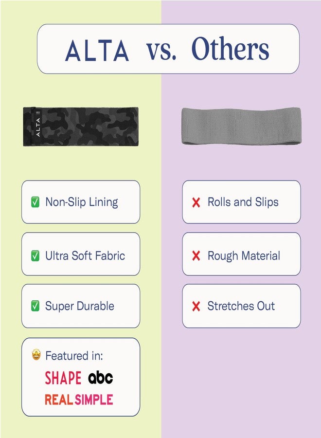 ALTA Booty Bands for Women - Premium Non-Slip Fabric Resistance Bands for Working Out - Cloth Resistance Bands for Legs, Fabric Exercise Bands, Leg Bands for Working Out Women, Looped Hip Bands Set - Image 2