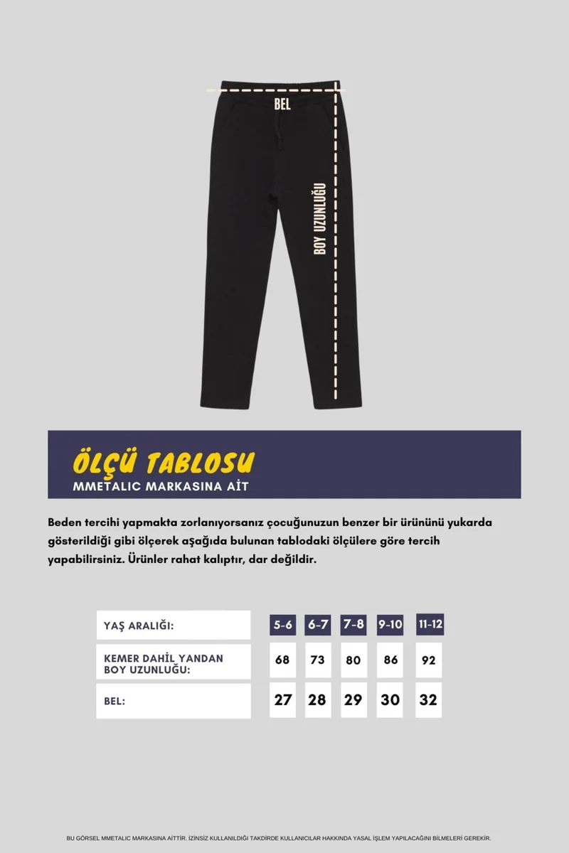 mmetalic Anthracite Thick Cotton Elastic Waist Side Pocket 5-6-7-8-9-10-11-12 Years Old Boy Tracksuit Bottoms
