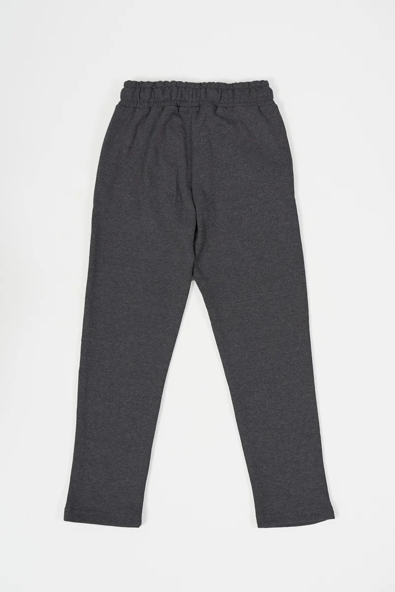 mmetalic Anthracite Thick Cotton Elastic Waist Side Pocket 5-6-7-8-9-10-11-12 Years Old Boy Tracksuit Bottoms