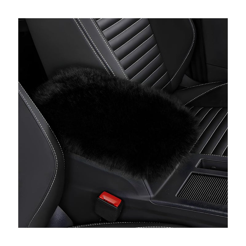 Wevdn Car Center Console Cover Pad Fluffy Middle Console Pad Armrest Seat Box Cover Universal Furry Arm Rest Decoration Protector for Car Truck SUV Interior Car Accessories Black - Image 3