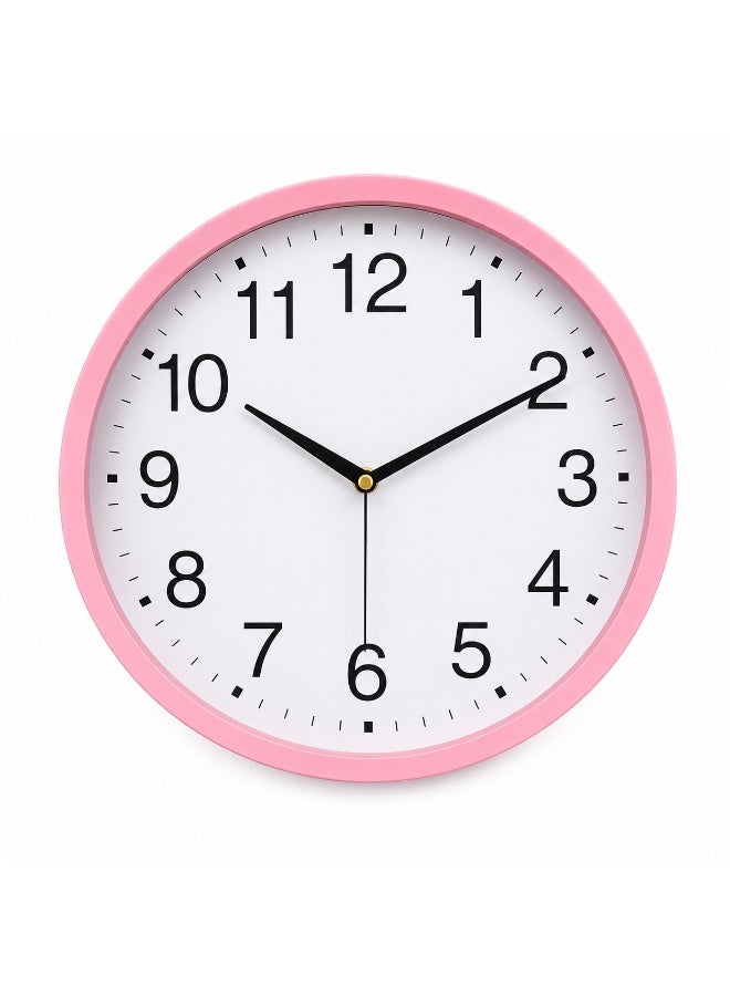 Classic Round Wall Clock, Pink Color, 25 X 25 Cm, Plastic Material - Image 1