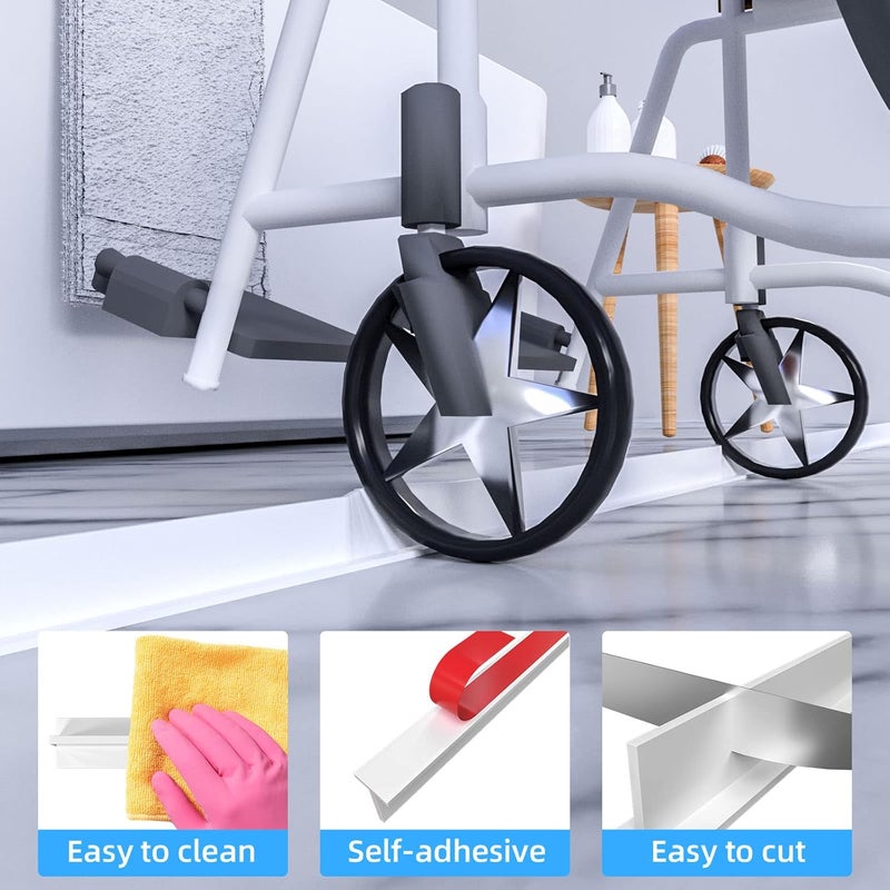 Duzzy 67 Inch Shower Threshold Water Dam, Shower Door Bottom Seal Strip, Shower Water Guard for Frameless Glass Shower Door - Image 4