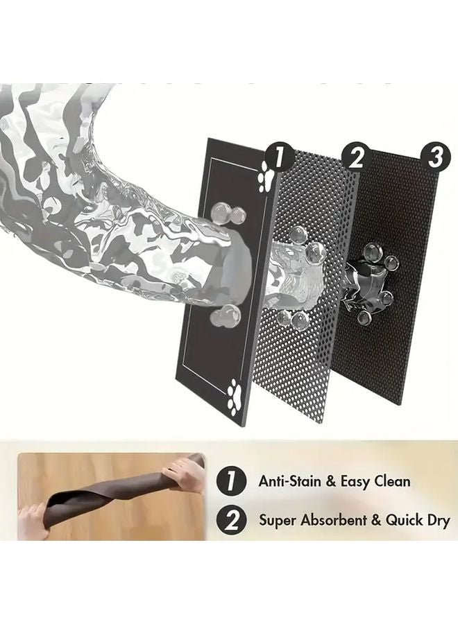 حصيرة إطعام الحيوانات الأليفة الرمادية الكبيرة غير القابلة للانزلاق والمقاومة للانسكاب ذات الحواف المرتفعة - Image 5