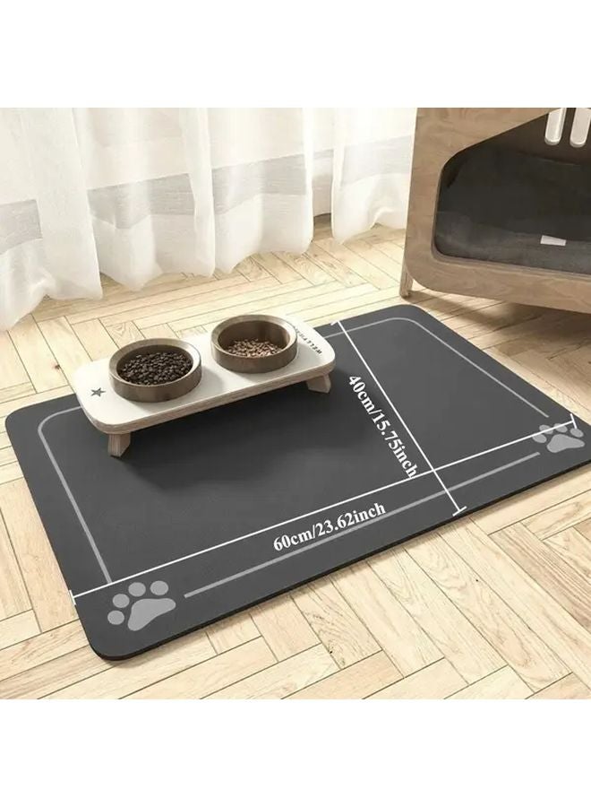 حصيرة إطعام الحيوانات الأليفة الرمادية الكبيرة غير القابلة للانزلاق والمقاومة للانسكاب ذات الحواف المرتفعة - Image 3